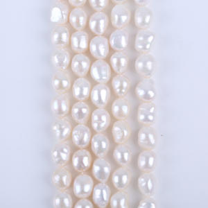 Cadena de Perlas Barrocas Naturales de Agua Dulce de Zhuji, 9-10 mm, Blancas, con Orificio Recto, Doble Cara, Ligeras, para Joyería DIY - Product Image 3