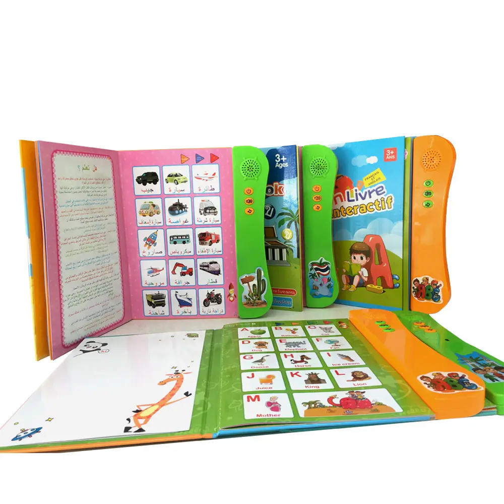 Early Learning Interactive Children's english/portuguese/spanish sound books Personalized board Book for Kids