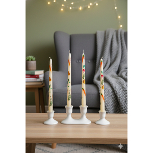 Hand-Painted WAXWARE Decorative Taper <b>Candles</b> Botanical & Festive Christmas Design (<b>Set</b> of 4) - Product Image 2