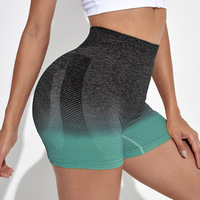 Legging de yoga taille haute sans couture en Spandex/Nylon, style court, effet push-up, dégradé de couleurs, couleur unie