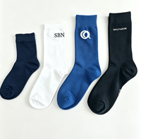 Chaussettes de sport unisexes en coton jacquard respirantes avec lettres, personnalisables avec logo, noires