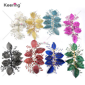 WHD-097  Applique en strass en forme de feuilles métalliques argentées et dorées, populaire pour la décoration de robes de mariée - Product Image 2