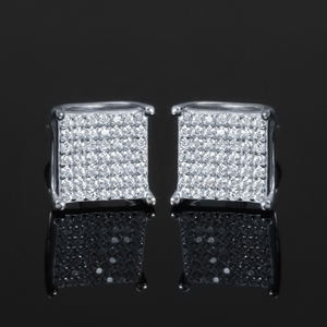 ईवेन गहने रॉक हिप हॉप पुरुषों के लिए पुरुषों के लिए पूरी तरह से तैयार किया गया वर्ग कान के स्टड महिला फैशनेबल बालियां - Product Image 4