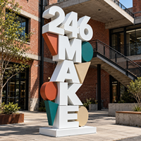 Sculpture 3D personnalisée en acier inoxydable, panneau publicitaire extérieur étanche IP65 avec LED pour entreprises, centres commerciaux et parcs