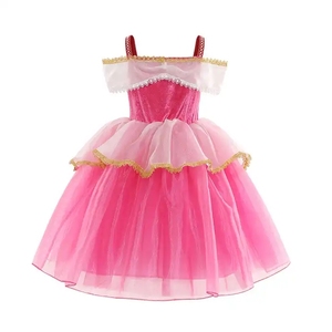 <span class=keywords><strong>Belle</strong></span> <span class=keywords><strong>au</strong></span> <span class=keywords><strong>bois</strong></span> <span class=keywords><strong>dormant</strong></span> princesse Aurora Costume filles fête d'anniversaire habiller hors épaule dentelle cadeau de noël tenues de fête fantaisie - Product Image 4