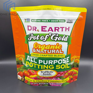 Buste Doypack Personalizzate con Zip in Mylar <span class=keywords><strong>per</strong></span> Semi Organici, Fertilizzanti e Terriccio, Stampa Digitale, MOQ Basso - Product Image 1