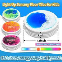 Baldosas Sensoriales Circulares de 30 cm con Líquido, Juguete de Integración Sensorial, Piedras LED Interactivas, Baldosas LED Sensibles al Tacto con Gel