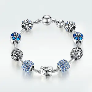 Set di perle di vetro con foro grande Jilina di alta qualità in lega di zinco fai da te braccialetto di gioielli di diamanti pendente con ciondolo di perline