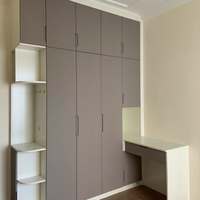 Armoire de rangement à étagères ouvertes, porte à charnières, minimaliste, MDF gris, appartement, noyer, scandinave