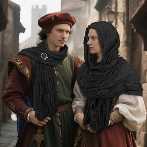 Capa con Capucha Medieval Negra de Poliéster, Accesorio de Disfraz con Broche y Alfileres para Traje Renacentista Vikingo, Unisex para Adultos - Product Image 6