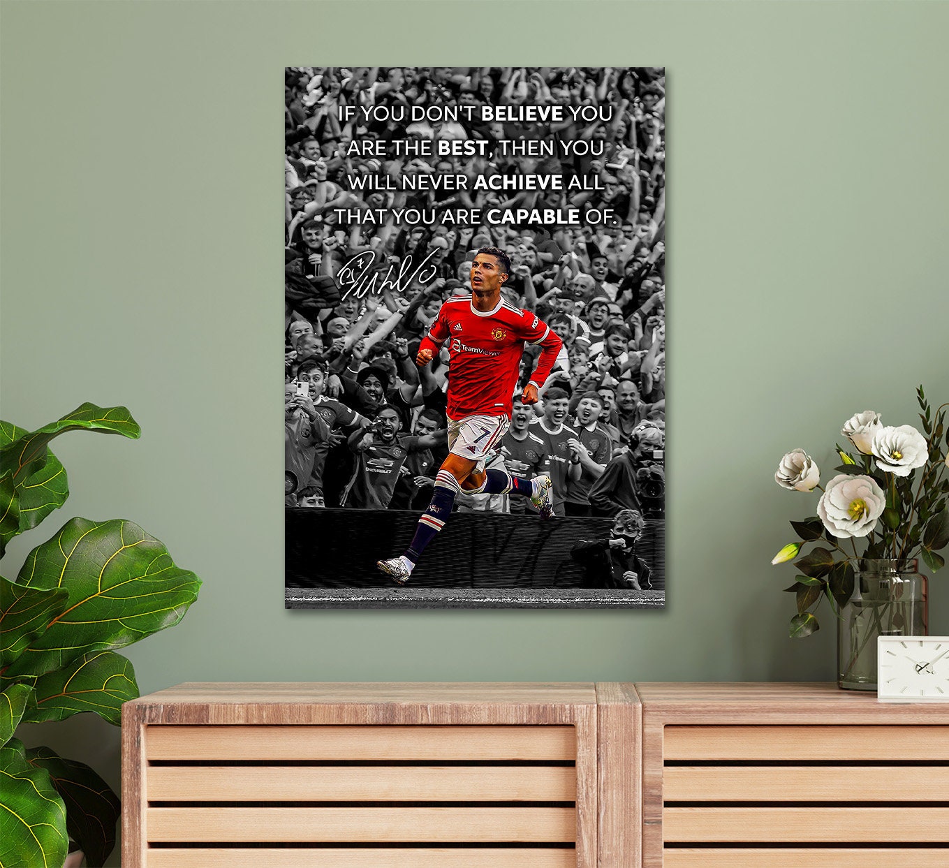 RONALDO MOTIVATIONAL CANVAS Art Football Soccer Sport Legend Wall Art, image size:1359x1243