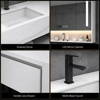 Meuble-lavabo de salle de bain XINFUMEI avec plan de travail en pierre frittée, double vasque, armoire miroir sans poignée, 150 cm, vente en gros OEM
