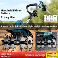 Micro-cultivateur électrique à batterie lithium haute puissance, pliable et rétractable, pour le désherbage du jardin