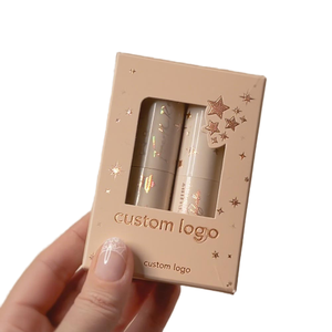 Custom Logo Rigid Cosmetic <b>Box</b> With Window Hot Stamping Stars Design Ivory Board Rectangle High-End Packaging - Product Image 1