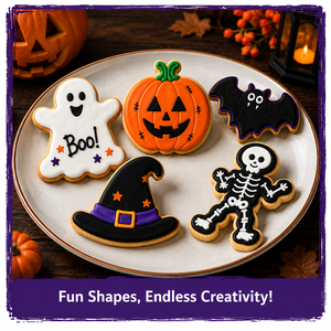 Set di <span class=keywords><strong>Tagliabiscotti</strong></span> per <span class=keywords><strong>Halloween</strong></span> in Acciaio Inox, Forme di Fantasma, Zucca, Pipistrello, Cappello da Strega e Scheletro - Product Image 3