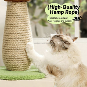 VaryWell Nouveau Griffoir pour Chat en Peluche Verte avec Sisal, Poteau à Griffer Haut, Jouet <span class=keywords><strong>de</strong></span> Trajectoire, Balle Interactive, Arbre d'Escalade Vertical pour Chat - Product Image 6
