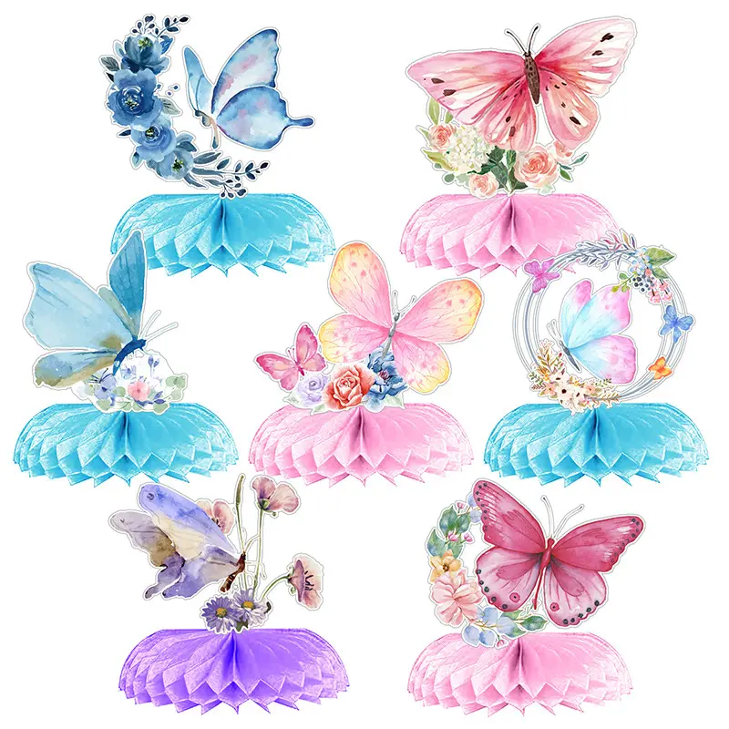 New Idea Flower Butterfly Honeycomb Decorations Birthday Holiday Party Honeycomb Balls Children Party Paper Supplies Decoration