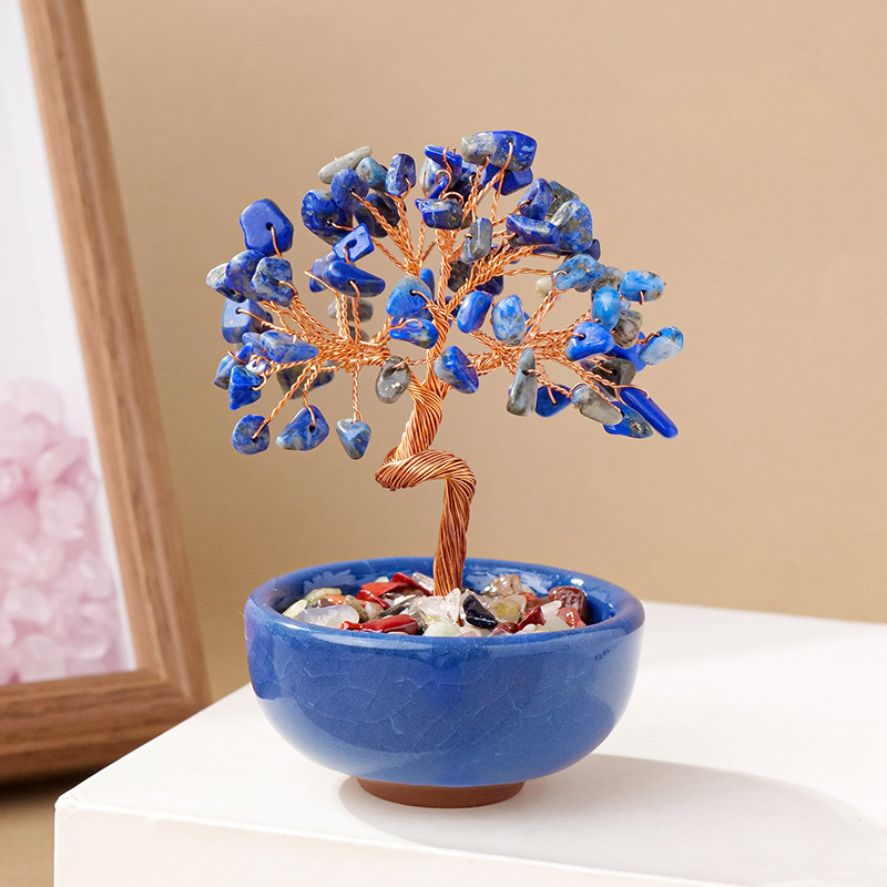 lapis lazuli + chips mélangées + bol de couleur aléatoire