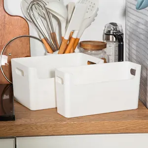 Gloway Manufacturer White ABS Plastic Storage Box Bin Organizer Cabinet For Utensils Pots Snacks Organization