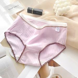 Groothandel Kant Afgezet Mid Taille Dames Puur Katoenen Ondergoed, Volledig Katoenen Kruis Antibacteriële Driehoek Broek - Product Image 3