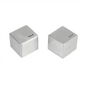 High Demand Eco-Friendly Stainless Steel Salt Pepper Shaker <b>Set</b> Unique <b>Dice</b> Shape Hand Wash Only Table Decoration Cooking - Product Image 1