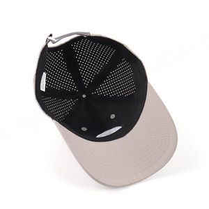 Chapeau de performance perforé à 6 trous découpés au laser pour hommes, logo brodé en 3D personnalisé, casquette de baseball en nylon imperméable, casquette à séchage rapide - Product Image 3