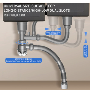 304 Stainless Steel Kitchen Drain Pipe Set Lifting Type Odor Proof <b>Clog</b> Proof Sink Drainage System - Product Image 3