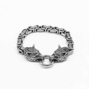 Yunnique – Bracelet en acier titane tête de loup pour hommes, bijoux Punk Hip Hop, Design animal géométrique, Bracelet à maillons de chaîne - Product Image 1