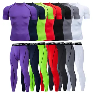 Men custom sublimation printed design long sleeve gym running compression t shirts for MMA rash guard bodybuild tights tee short