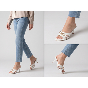 Sandali Eleganti da Donna <span class=keywords><strong>con</strong></span> <span class=keywords><strong>Tacco</strong></span> Medio, Punta Aperta, Ricamo Floreale Beige, in Rete, <span class=keywords><strong>con</strong></span> Chiusura a Scatto Metallico, per Estate, Autunno e Primavera - Product Image 5