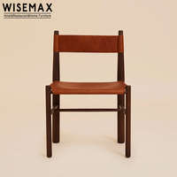 WISEMAX FURNITURE Mobilier de salon Chaise en cuir à selle en bois massif Style rétro Accoudoir Chaise de salle à manger pour meubles de restaurant