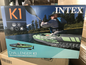 Intex 68305 Challenger <span class=keywords><strong>K1</strong></span> One Person Canoe Raft PVC Inflable pedal Kayak hausboot - Product Image 5