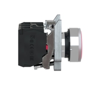 Bouton poussoir lumineux, Harmony XB4, Métal, Rouge encastré, 22mm, LED universelle, Lentille unie, 1NO + 1NC, 24V AC DC