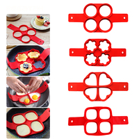 Anneau à crêpes antiadhésif à 4 trous, moule à Omelette en Silicone, cuiseur à œufs frits, moule à Omelette, accessoires de cuisson de cuisine