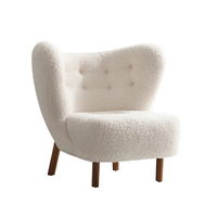 Fauteuil d'appoint en polaire blanc, fauteuil d'appoint incurvé avec détails boutonnés pour coin lecture d'appartement et décoration d'entrée