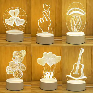 2024 Mới Hiện Đại USB <span class=keywords><strong>LED</strong></span> 3D Ánh Sáng Ban Đêm 5W Acrylic Bầu Không Khí Đèn Phong Cách Anime 3D Illusion Trắng Ấm Cho Trẻ Em Phòng Ngủ Bảng - Product Image 2