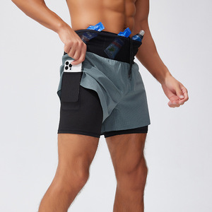 Li Jialan Men's Trail Running Shorts Double <b>Layer</b> Quick Dry <b>Mid</b> Waist Outdoor Hiking Fitness Basketball Shorts Summer Marathon - Product Image 1