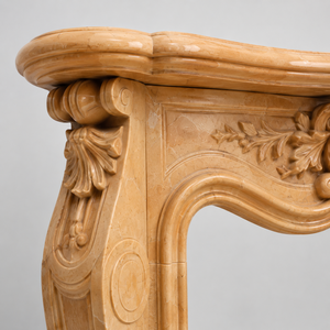 Traditional Marble <b>Fireplace</b> Mantel With Ornate Carving Cloudy Rosa Stone Indoor Wood Burning Hearth For Dining Room - Product Image 4