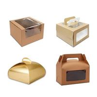 Série de boîtes à gâteaux en papier orientées vers la vente au détail, avec fenêtre de visualisation transparente en option, personnalisation de l'emballage, personnalisation sur mesure prise en charge