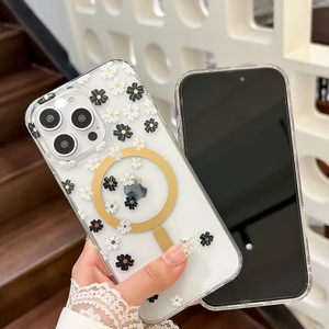 เคสโทรศัพท์มือถือใสแบบแม่เหล็ก PC TPU 2.0 มม. ลายดอกไม้แบบกำหนดเอง สำหรับ <span class=keywords><strong>iPhone</strong></span> 16 16 <span class=keywords><strong>Pro</strong></span> 15 15 <span class=keywords><strong>Pro</strong></span> 12 13 <span class=keywords><strong>14</strong></span> <span class=keywords><strong>Pro</strong></span> Max 17 air - Product Image 3