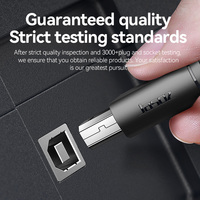Venta al por mayor 2,0 Cable USB Trenzado Tipo C USB B Macho PVC 480Mbps Velocidad Negro Varias Longitudes para Portátiles Cámaras Escáneres Impresoras