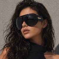 Kacamata Hitam Futuristik Y2K Unisex Oversized UV400 untuk Bersepeda dan Aktivitas Luar Ruangan - Desain Trendi dan Bergaya