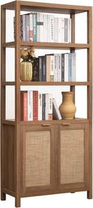 Moderna libreria a 5 livelli in Rattan Boho accenti alta in legno libreria porta di stoccaggio grandi scaffali per biblioteca casale - Product Image 3