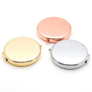 Hot Souvenir Round Double Side Metal Pocket Mirror Gold Plated Make up Compact Mirror Customized logo
