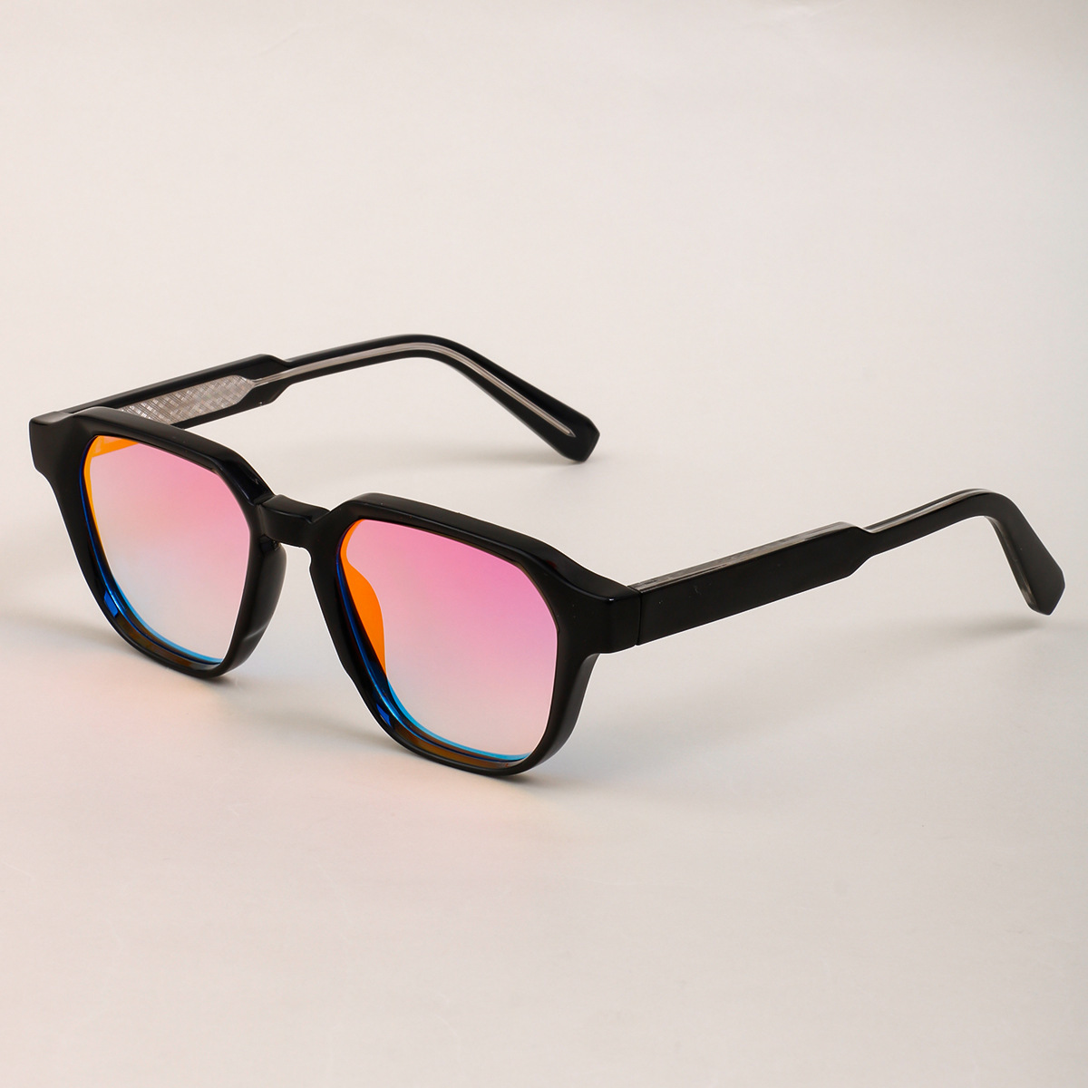 Custom Logo 2025 Vintage Polygon Sun Glasses UV400 Gradient Lens Big Frame Punk Sun Glasses for Men Women