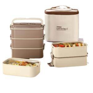 Stainless Steel <b>Lunch</b> <b>Box</b> Multi Layer Portable Microwave Safe For Office Students Rectangle Solid Color - Product Image 1