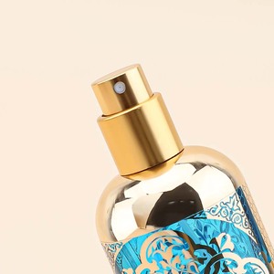 Botella de perfume de vidrio de 30ml con chapado en color de fondo grabado en oro - Product Image 3