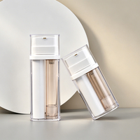 Offre Spéciale – Flacons Pompe Airless en Plastique Double Tube 2-en-1 à Double Compartiment pour Crème Visage, Crème Contour des Yeux et Sérum