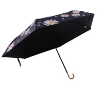 Nouveau style classique, parapluie manuel bleu marine à ouverture automatique, résistant aux UV, avec poignée à crochet, pour soleil et pluie