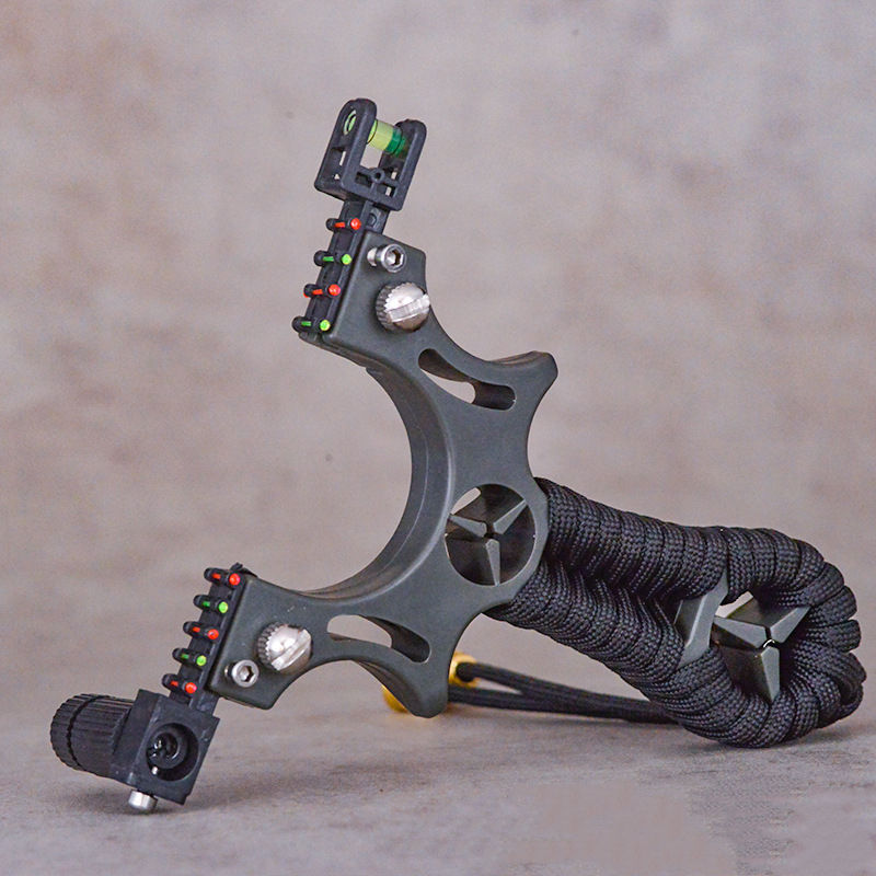 Fionda Da Caccia In Acciaio Inox E Legno Con 2 Fasce Di Gomma Per Tiro - Foto 7